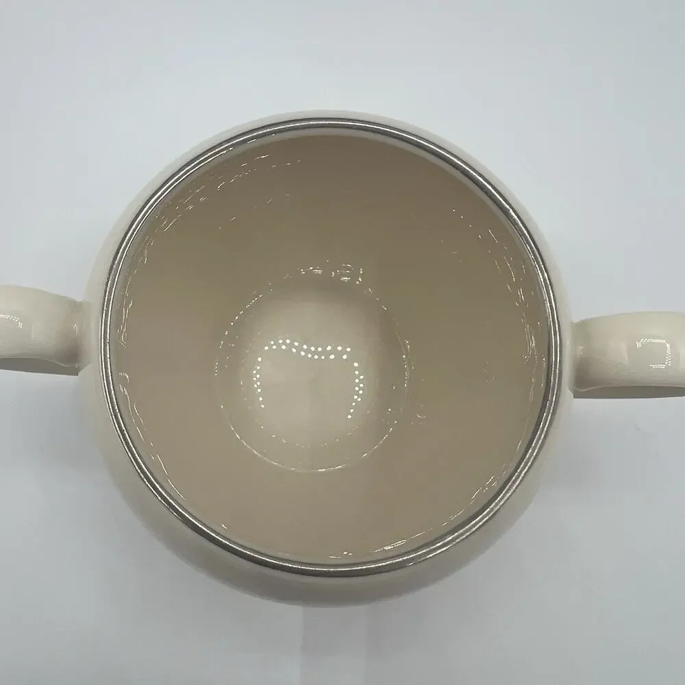 Vintage Lenox Olympia Platinum Covered Sugar Bowl with Lid – Ivory Bone China
